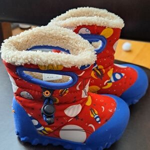 Kids Space-Themed Red and Blue Boots